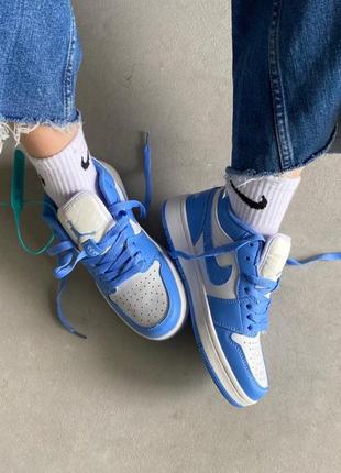 Кросівки air jordan 1 low white / blue кроссовки