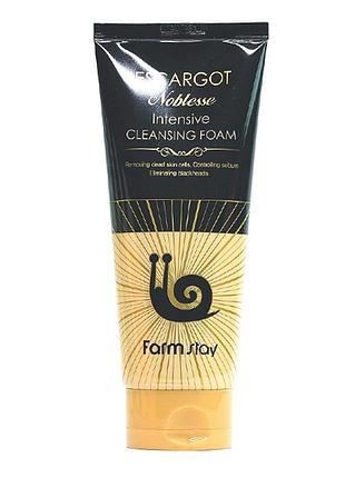 Пінка для вмивання з равликом farm stay escargot noblesse intensive cleansing foam, 180 мл