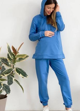 Спортивний костюм для вагітних і годуючих мам wow mom синій (5000)
