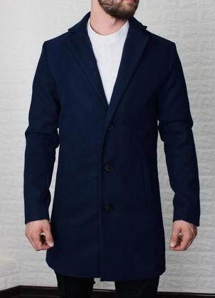 Мужское кашемировое пальто, синее