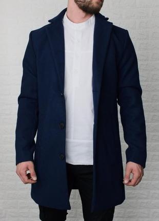 Чоловіче кашемірове пальто, синє3 фото