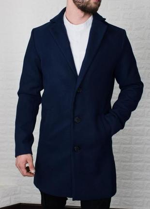 Мужское кашемировое пальто, синее6 фото