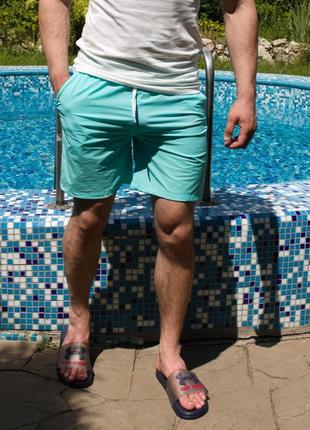 Чоловічі пляжні шорти бірюзового кольору | 100% нейлон4 фото
