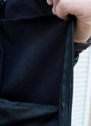 Чёрная мужская утеплённая куртка с капюшоном softshell + флис8 фото