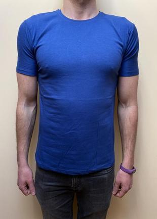 Синя(джинс) базова однотонна чоловіча футболка💙💙💙