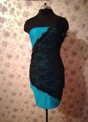 Платье голубое лазурное стрейчевое 36-38 (наш 42-44) новое zean2 фото