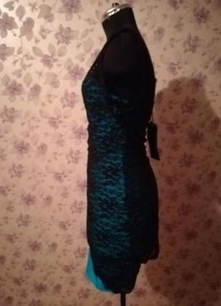 Платье голубое лазурное стрейчевое 36-38 (наш 42-44) новое zean3 фото
