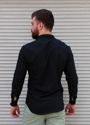 Стильная мужская рубашка чёрная , воротник стойка6 фото