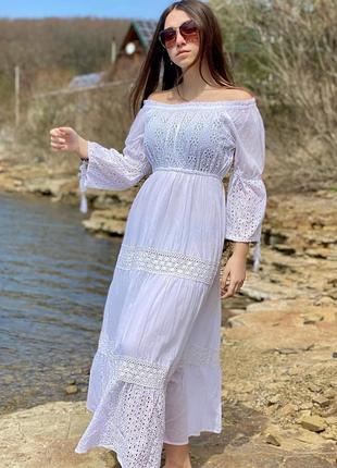 Шикарное платье 👗 натуральные ткани котон шитье прошва