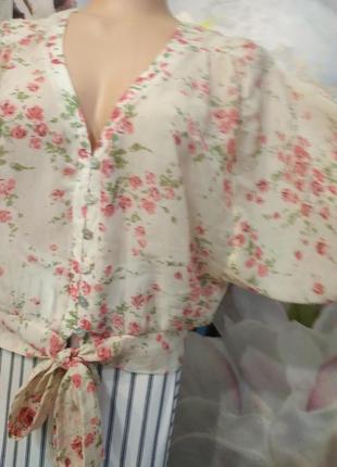 Шифоновая блуза с обьемным рукавом 12р6 фото