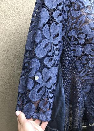 Кружевная,мягкий гипюр блуза,рубаха ассиметричная,баска,волан по спинке5 фото
