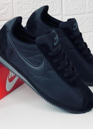 Кроссовки мужские nike classic cortez nylon all black кросівки кортези1 фото