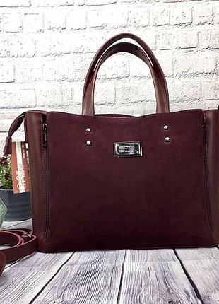 Женская замшевая сумка на плечо большая сумочка из замши