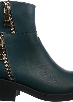Ботинки женские демисезонные зелёные натуральная кожа украина  injers - размер 37 (24,1 см)