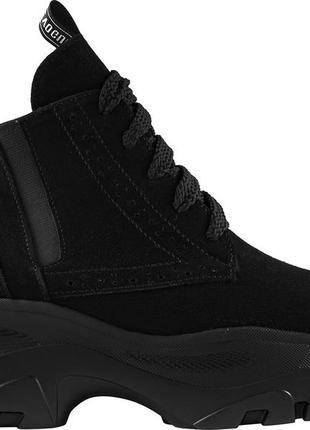 Ботинки женские демисезонные чёрные натуральная замша украина  sav - размер 40 (25 см)