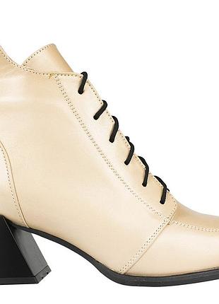 Ботильоны женские демисезонные бежевые натуральная кожа украина  devis - размер 39 (25 см)