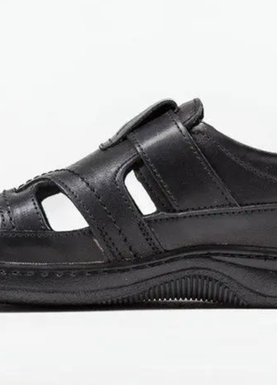 Чоловічі шкіряні літні туфлі comfort leather black 030 год2 фото