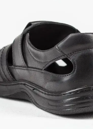 Чоловічі шкіряні літні туфлі comfort leather black 030 год4 фото
