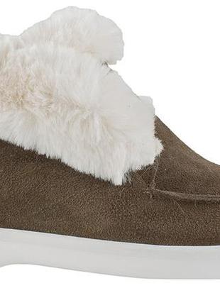 Лоферы женские зимние коричневые натуральная замша украина  limon - размер 37 (24 см)