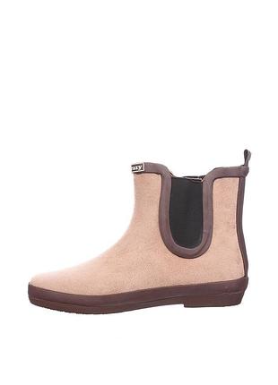 Резиновые ботинки женские  бежевые искусственная замша китай  kylie crazy - размер 36 (22,5 см)