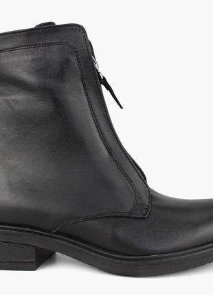 Ботинки женские демисезонные чёрные натуральная кожа украина  alromaro - размер 38 (24,7 см)