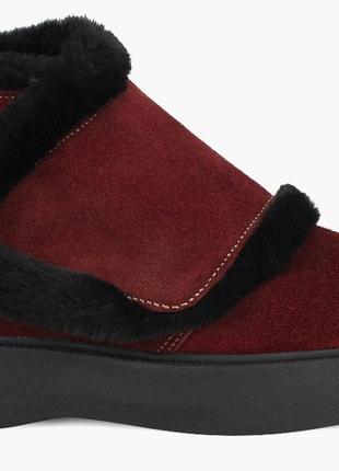Ботинки женские зимние бордовые натуральная замша украина  vm villomi - размер 36 (23,5 см)