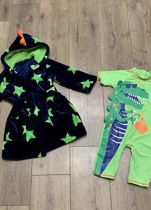 Детский махровый халат ‘дракоша’ из двустороннего велсофта nutmeg (англия)