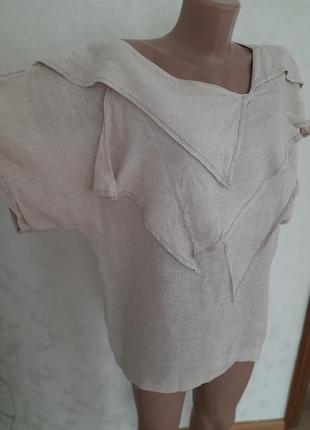 Льняна блуза рубаха рубашка невибілений лен етно бохо2 фото