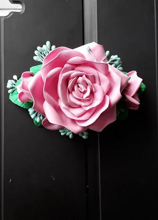 Заколка роза ручная работа