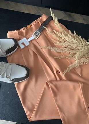 Жіночі штани з поясом оранжеві zara.