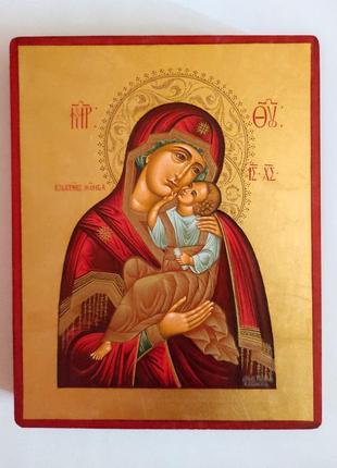 Икона божия матерь взыграние младенца 15 х 19 см ручная роспись с нанесением золота1 фото