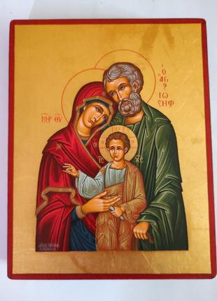 Икона святого семейства 15 х 19 см ручная роспись с нанесением золота