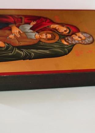 Икона святого семейства 15 х 19 см ручная роспись с нанесением золота3 фото