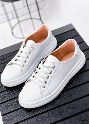 Шкіряні кеди жіночі білі натуральна шкіра кросівки кожаные кеды женские белые кроссовки натуральная кожа