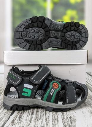 Детские босоножки сандали для мальчика серые спортивный стиль y.top6 фото
