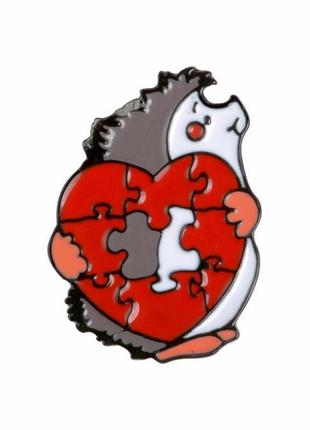 Емальована брошка-значок пін тварини пазли їжачок з серцем brgv1125931 фото