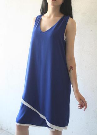 Сукня синє з білою обробкою paolo casalini, італія