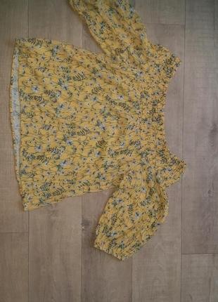 Топ,блузка с опущенными плечами,желтая блузка,4 фото