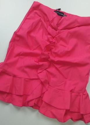 Костюм летний prettylittlething юбка+топ трендовый s розовый фуксия8 фото