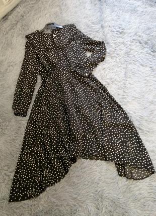 Сукня міді в горох горошок з модним актуальний комір