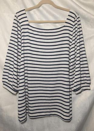 Жіночий віскозний лонгслив тонка натуральна трикотажна кофта, футболка блуза, блузка в смужку1 фото