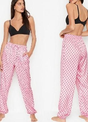 Шикарные сатиновые пижамные штаны люкс victoria's secret виктория сикрет вікторія сікрет оригинал