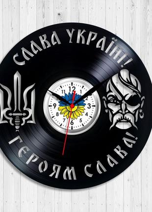 Слава украине героям слава часы украина часы карта украины часы виниловые часы на стену размер 30 см1 фото