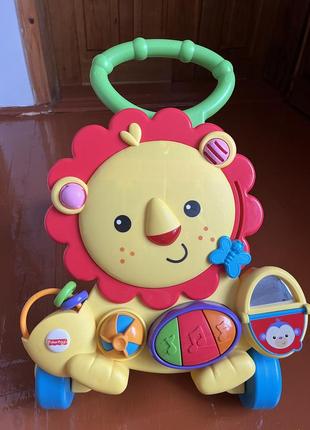 Интерактивные ходунки, ходунки-каталка, ходунки-толкатель львёнок от fisher price (сша)1 фото