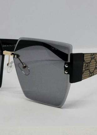 Gucci женские солнцезащитные очки безоправные большие черные1 фото