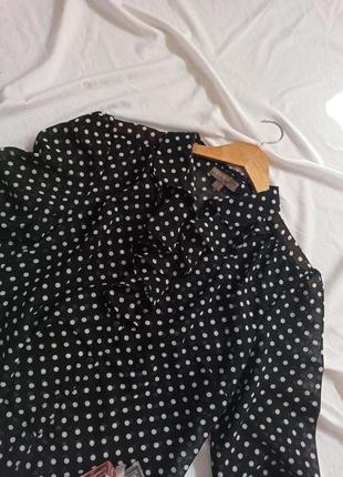 Блузка в горошок з оборками/рюшами/напівпрозора2 фото