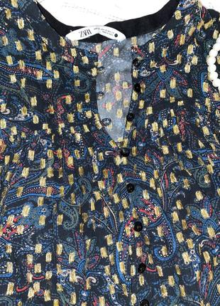 Легка блузка від zara, красивий принт, вільна блузка з рукавом2 фото