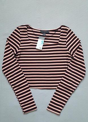 Стильный трикотажный топ с квадратным вырезом в разноцветную полоску primark