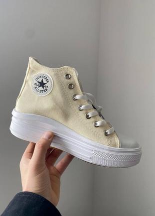 Converse all star move yellow жіночі масивні кеді конверс на високій платформі кремові жовті бежеві весна літо кеди на високій підошві жовті