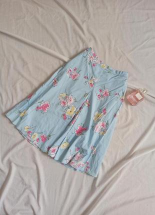 Котоновая юбка миди в цветочный принт1 фото